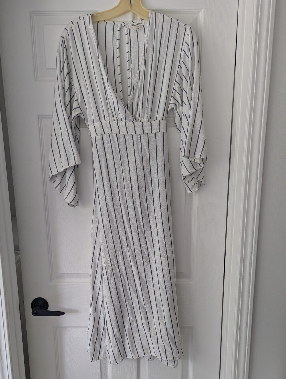 Billabong White Striped Wrap Dress